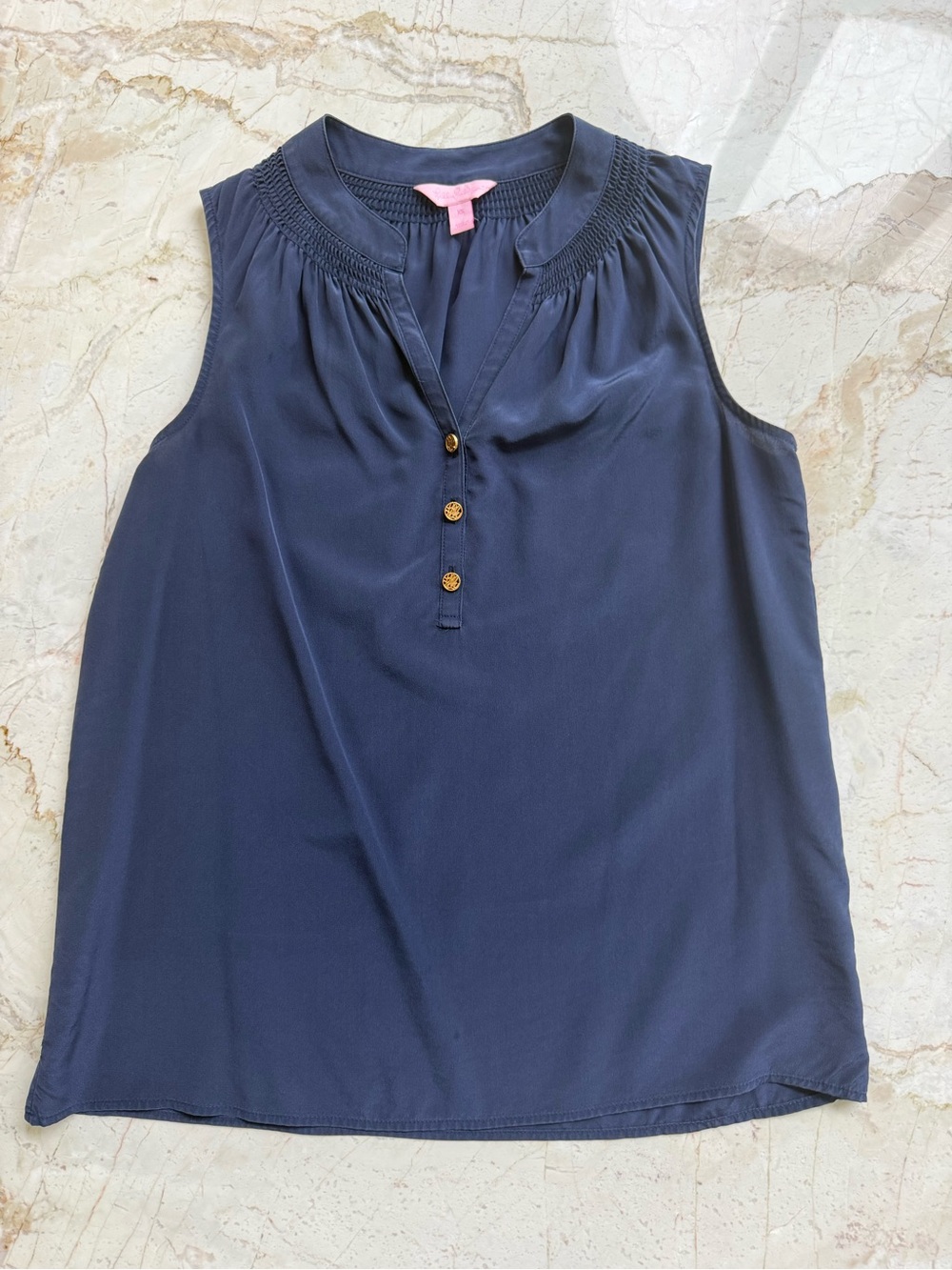 Lilly Pulitzer Sleeveless Navy Top with Button Placket